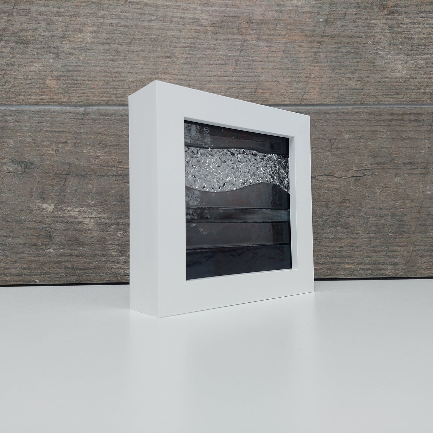 Grey Fused Glass Art Picture, Framed Lake District Landscape