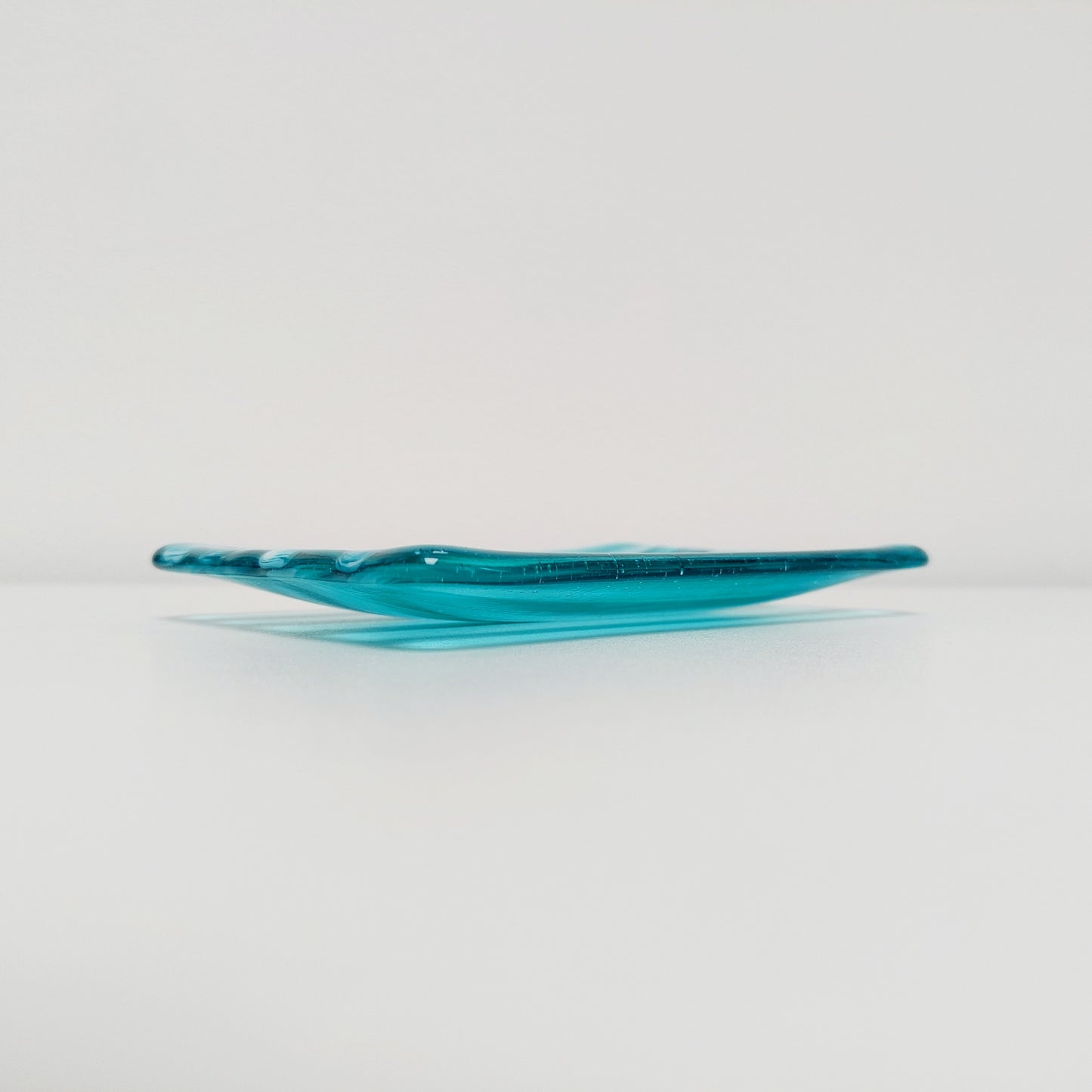 Aqua and Teal Glass Art Plate, Handcrafted Kiln Formed Trinket Dish