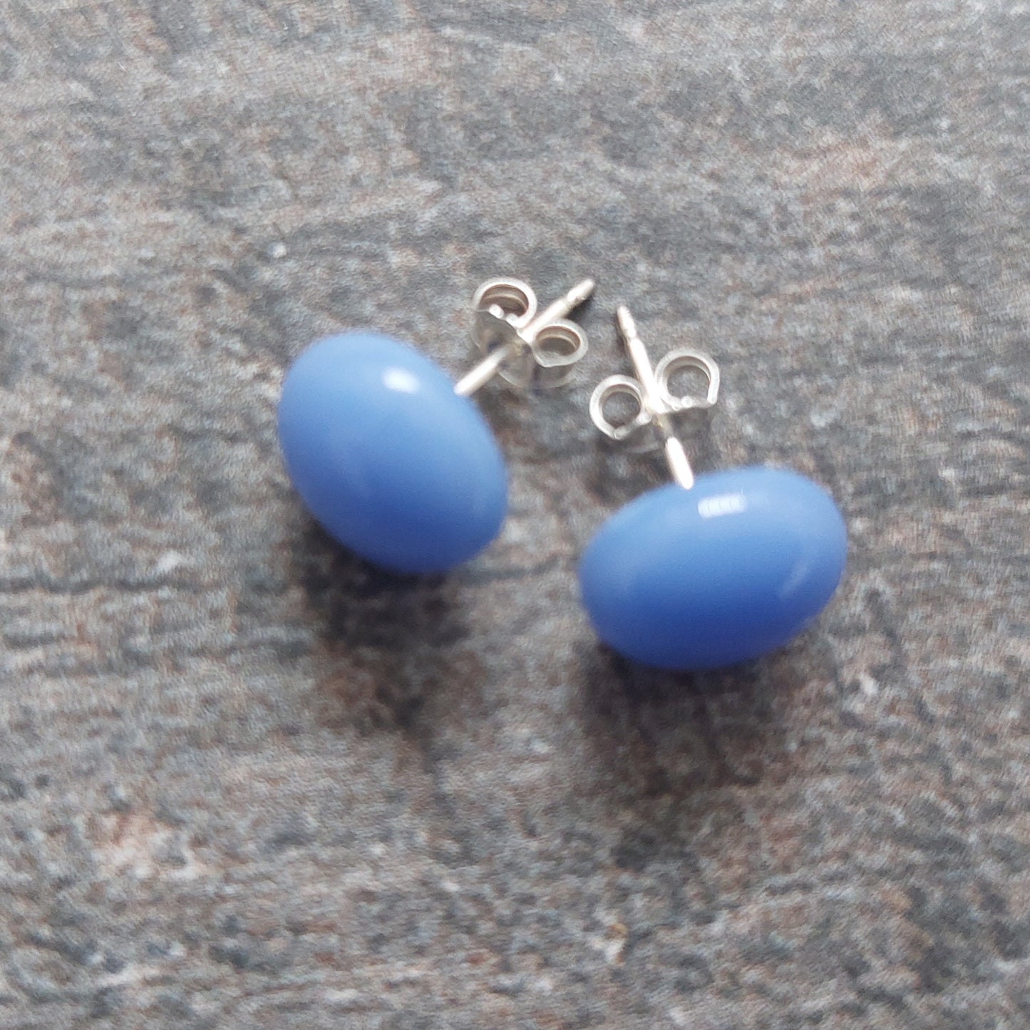 Periwinkle Glass Stud Earrings with Sterling Silver Posts