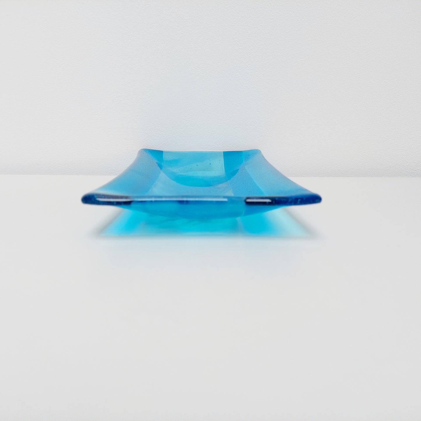 Winter in the Lakes Glass Art Platter, Turquoise Artisanal Glass Plate, Large Handmade Blue Glass Trinket Dish, Turquoise Décor