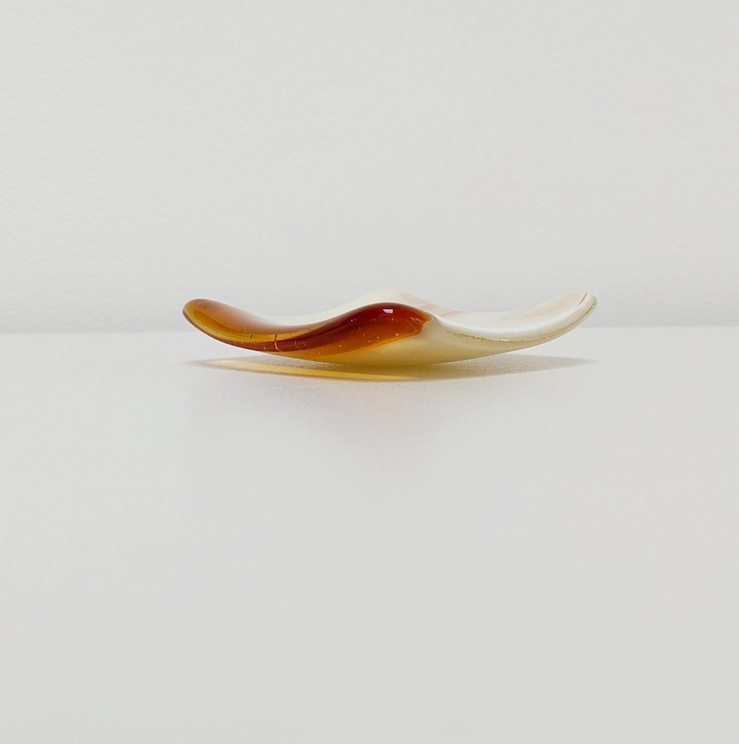 Amber and Cream Glass Ring Dish, Small Handmade Fused Glass Trinket Dish