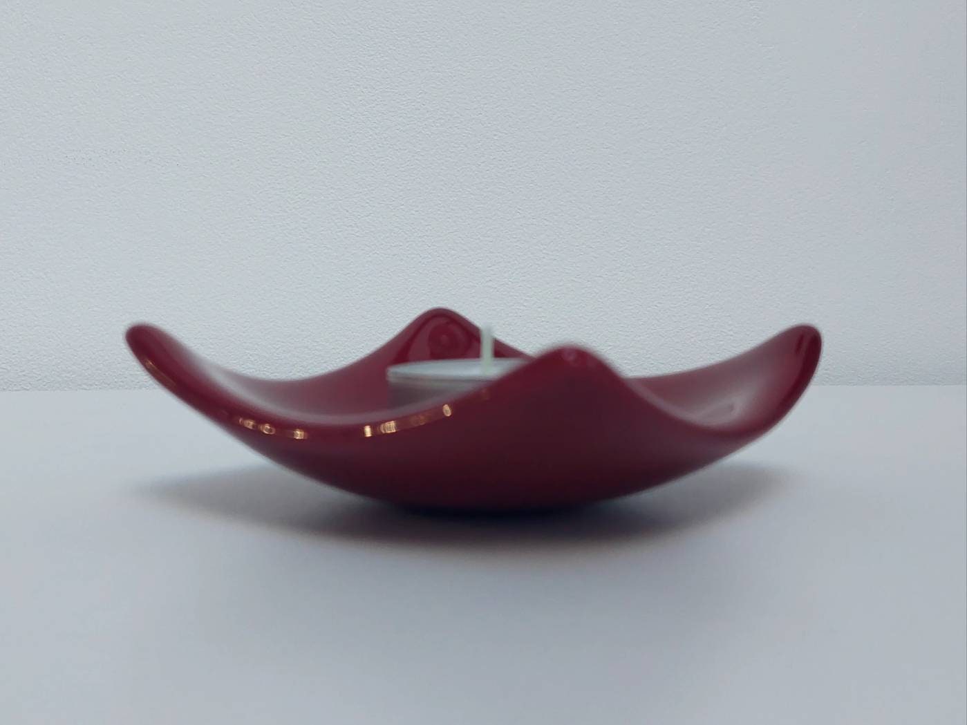 Dark Red Glass Heart Dish, Handmade Trinket Bowl