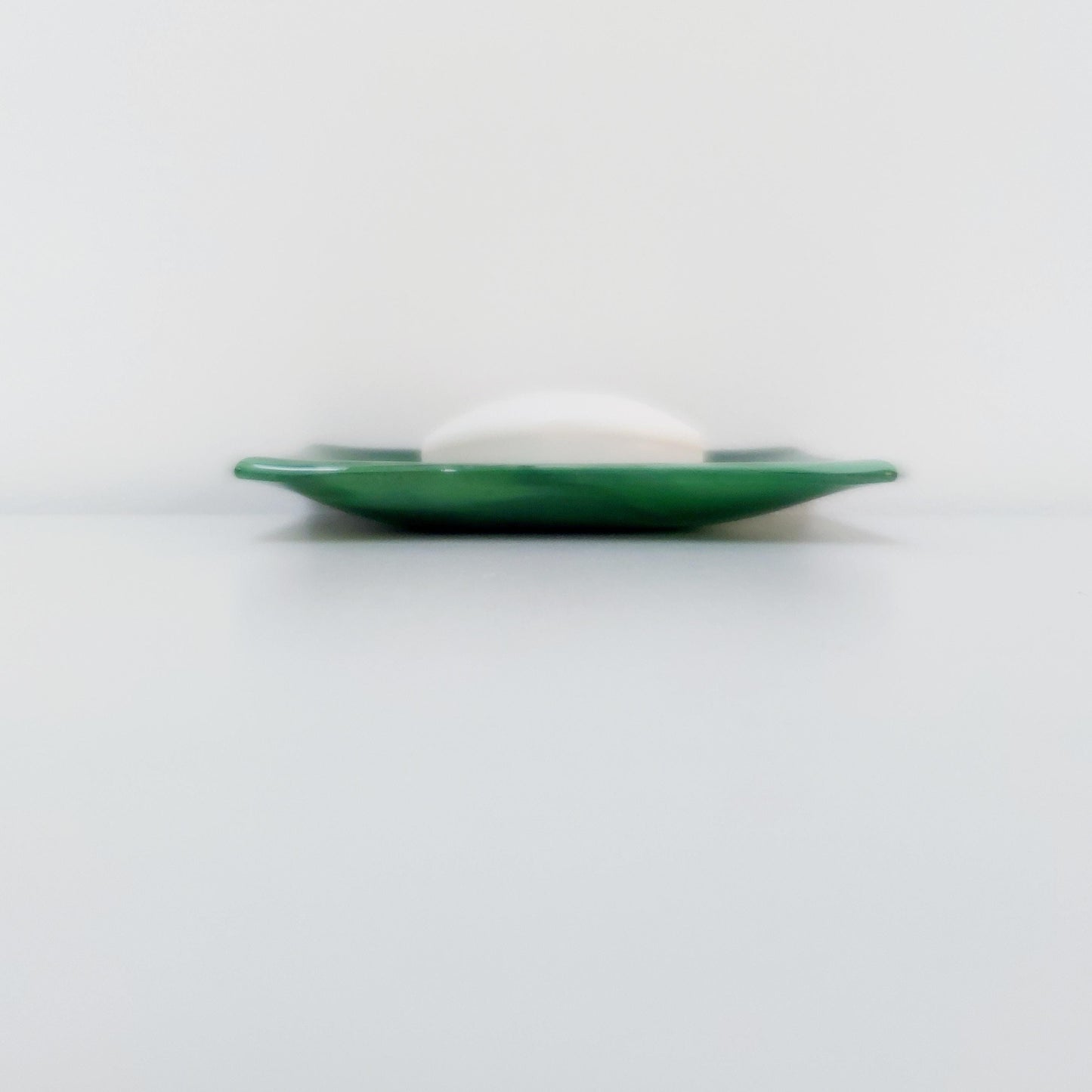 Spring in Grizedale Trinket Dish, Handcrafted Moss and Forest Green Fused Glass Art Coffee Table Plate, Natural Green Living Room Décor