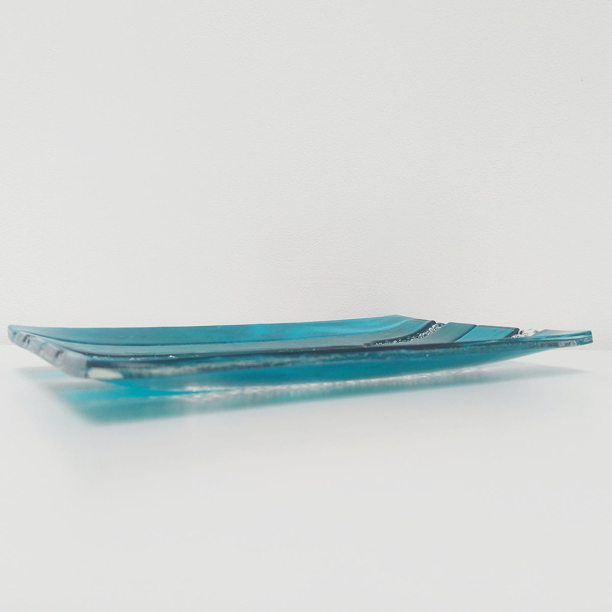 Decorative Teal Glass Art Tray HANDCRAFTED TO ORDER