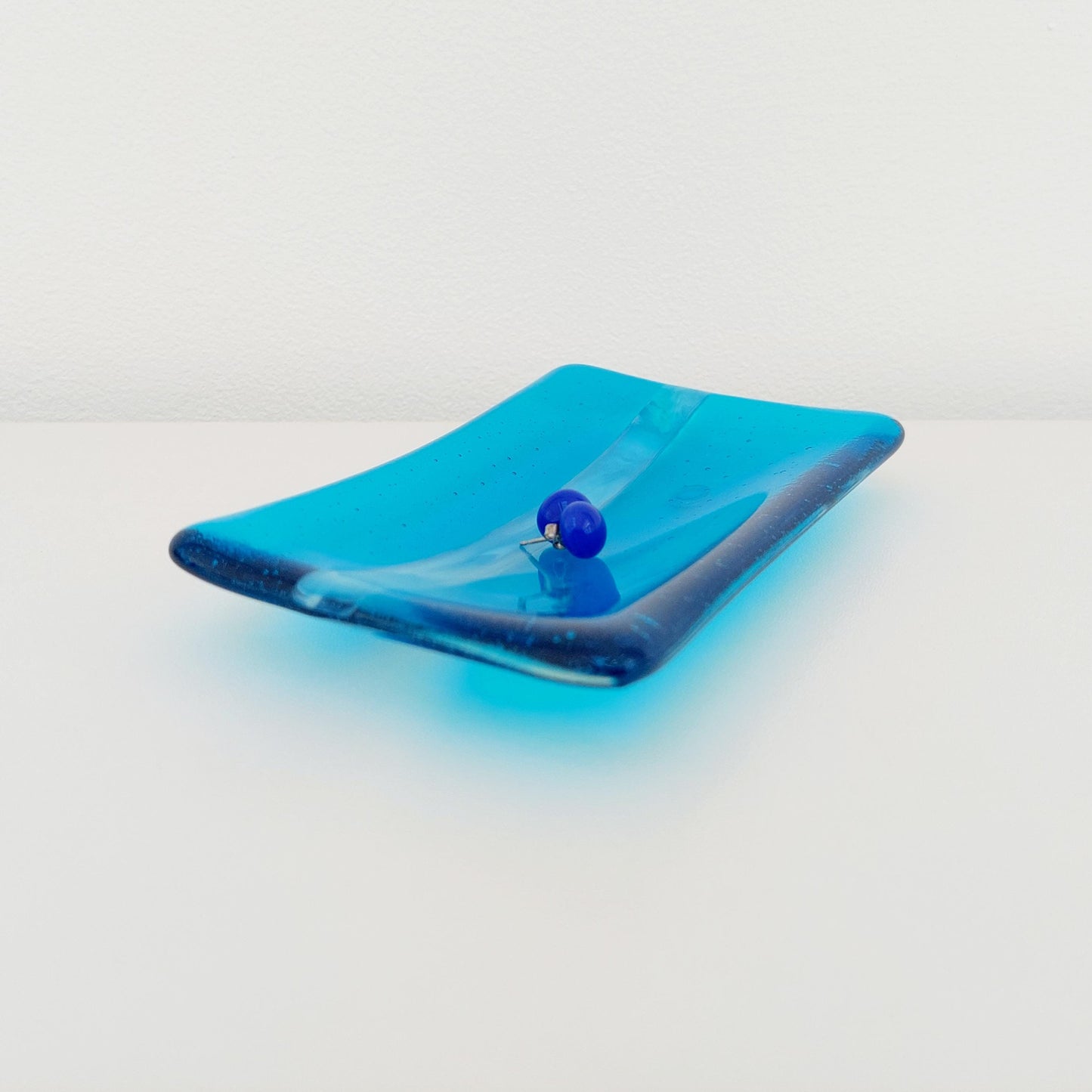 Turquoise Glass Art Soap Dish Handcrafted in the Lake District