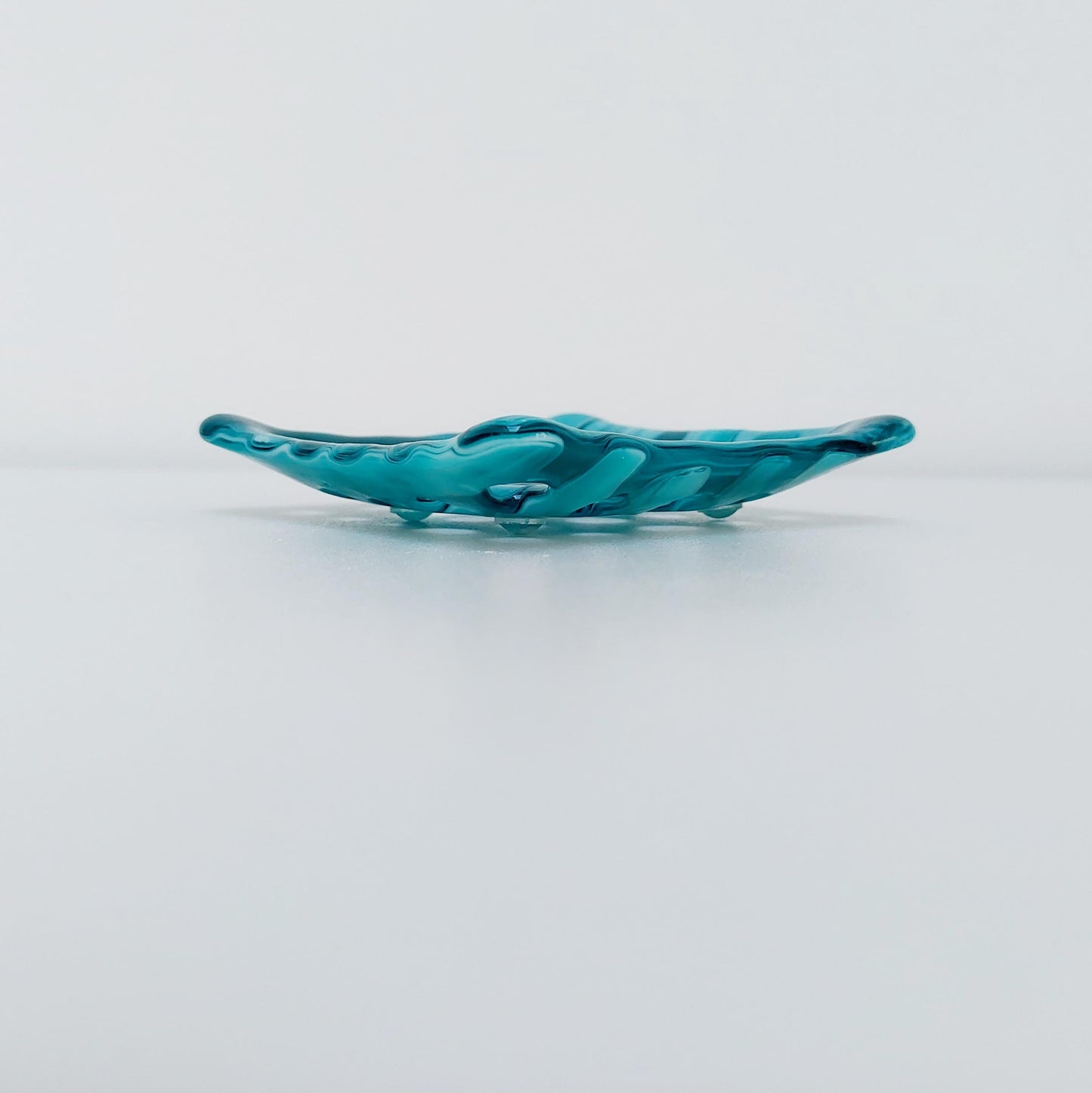 Teal and Aqua Glass Soap Dish with Holes