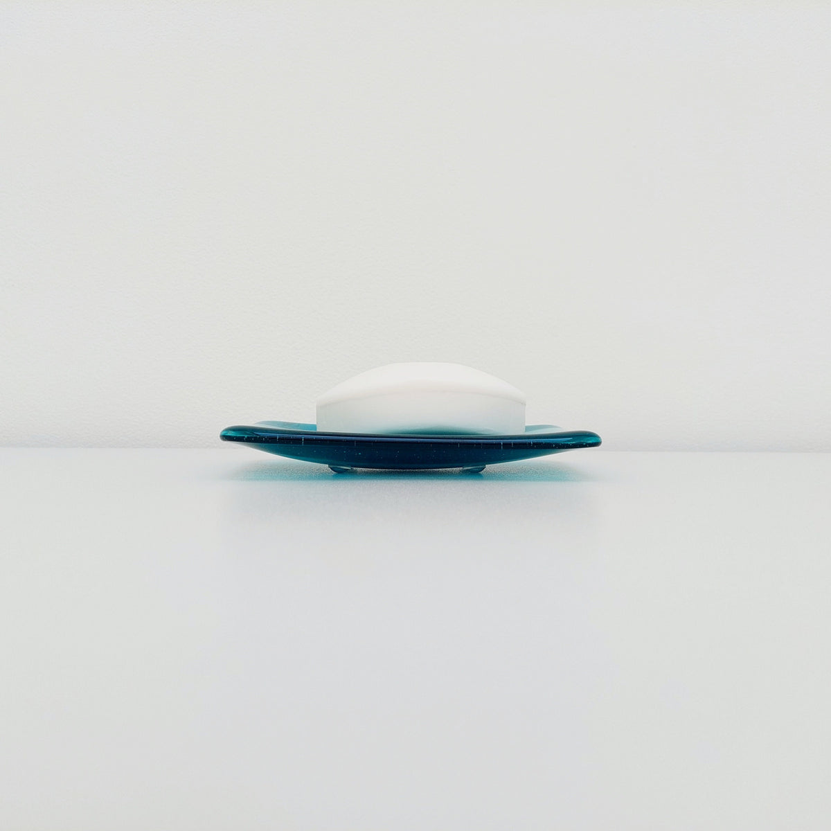 Teal Artisan Glass Soap Dish Handcrafted in the Lake District