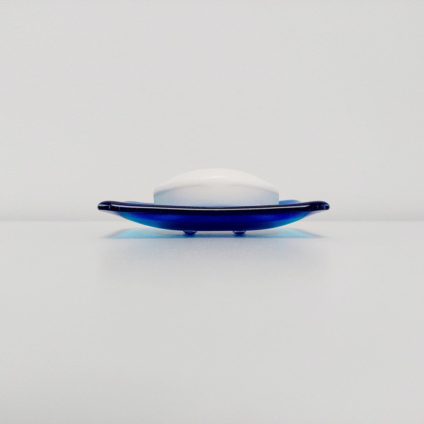 Turquoise and Royal Blue Glass Soap Dish Kiln Formed in the Lake District, Handcrafted Fused Glass Soap Tray, Turquoise Bathroom Décor