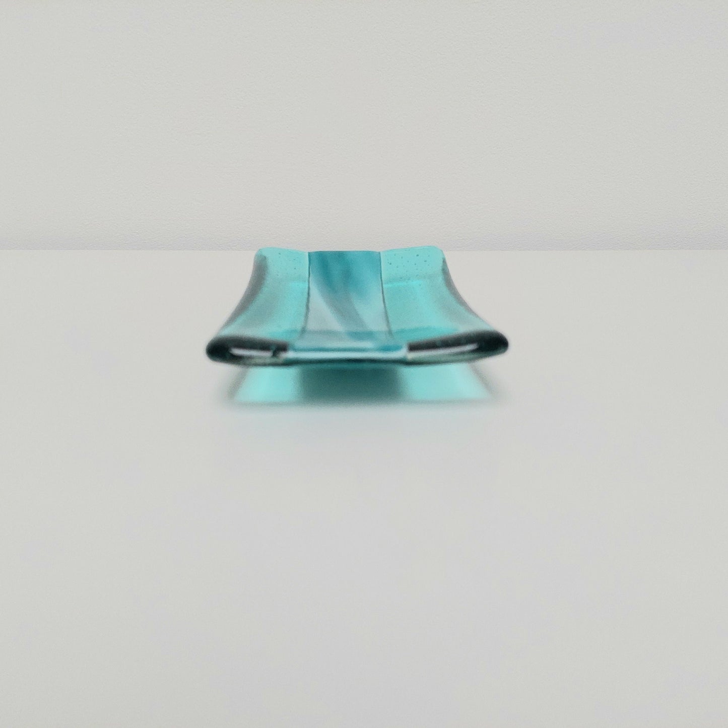 Aqua and Teal Glass Soap Dish Handcrafted in the Lake District