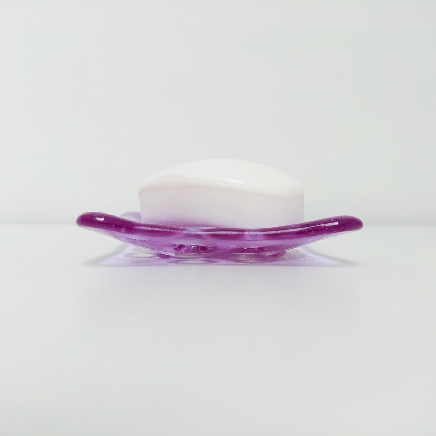 Handmade Lilac Glass Soap Dish with Holes