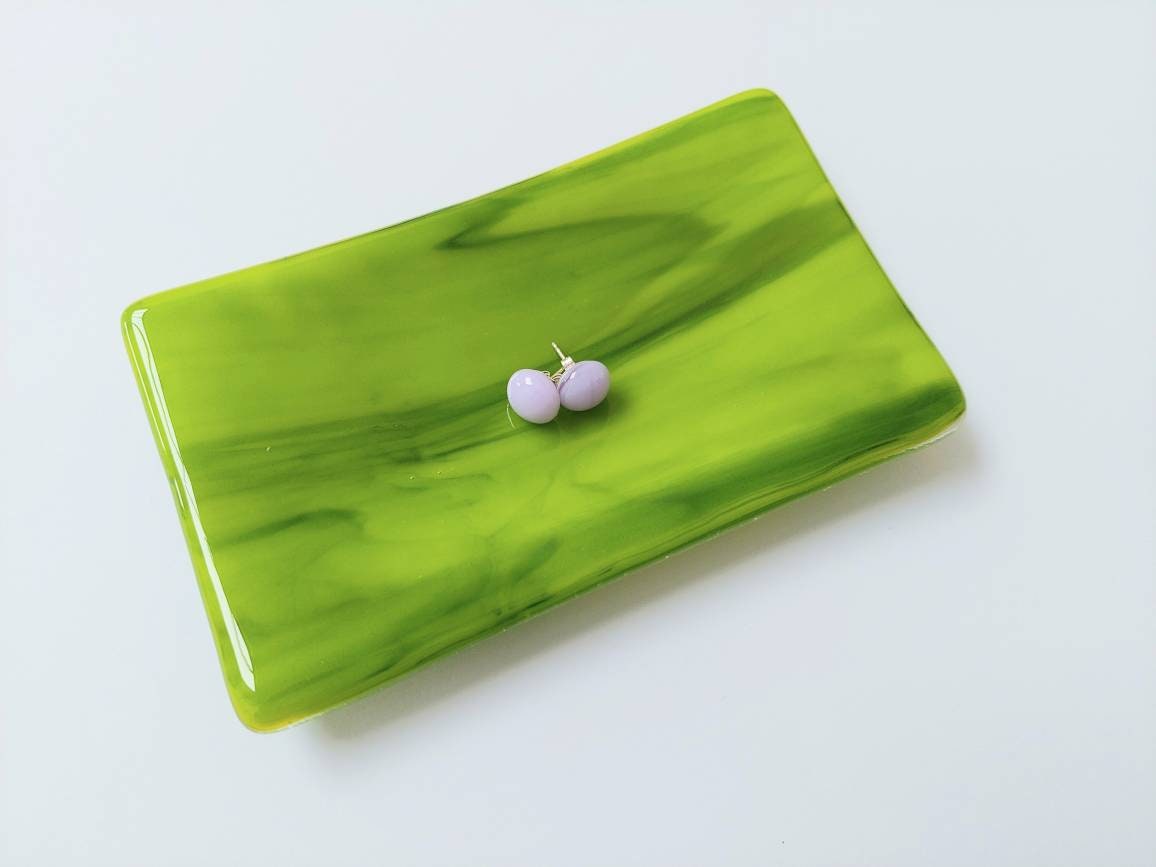 Lilac Fused Glass Stud Earrings