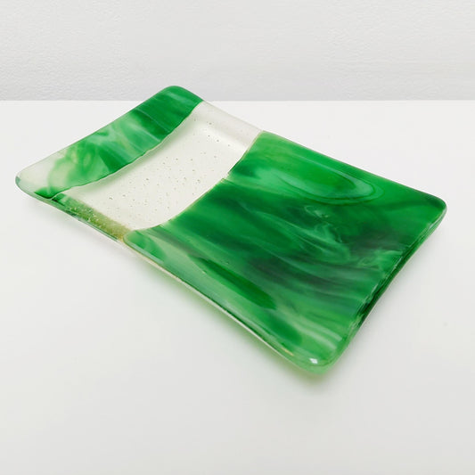 Vibrant Green Glass Art Trinket Dish