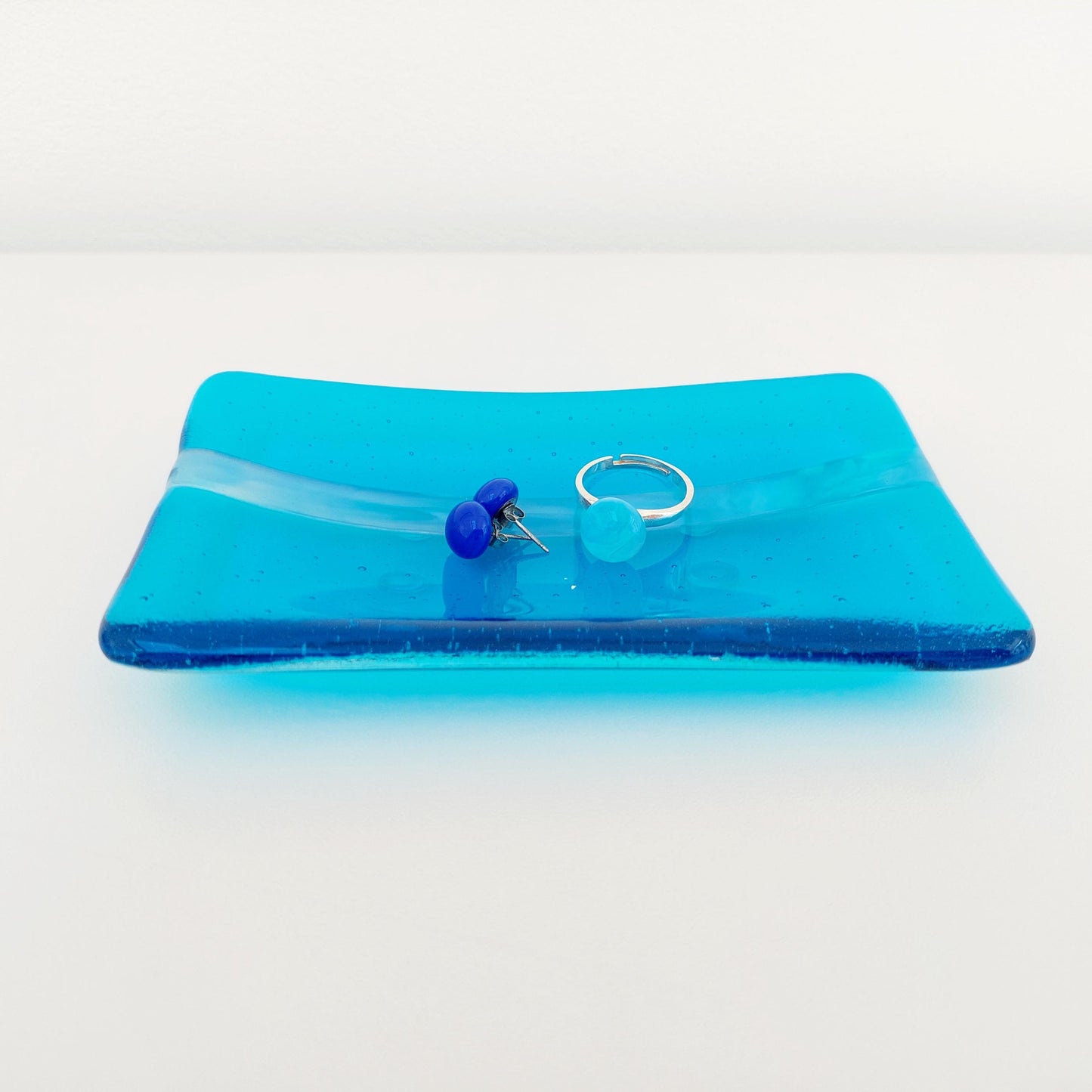 Turquoise Glass Art Soap Dish Handcrafted in the Lake District