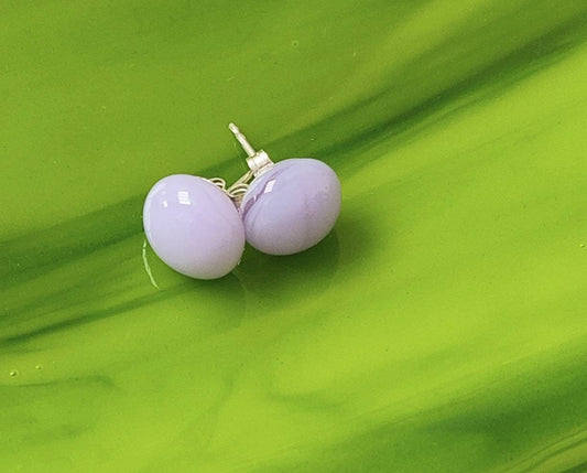 Lilac Fused Glass Stud Earrings with Sterling Silver Posts