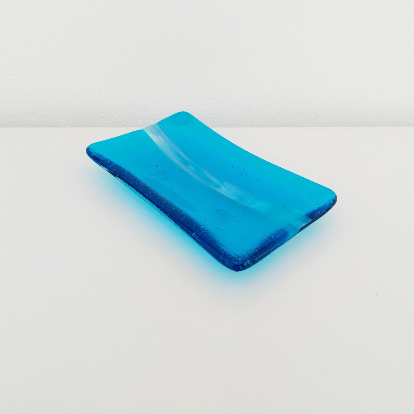 Turquoise Glass Art Soap Dish Handcrafted in the Lake District