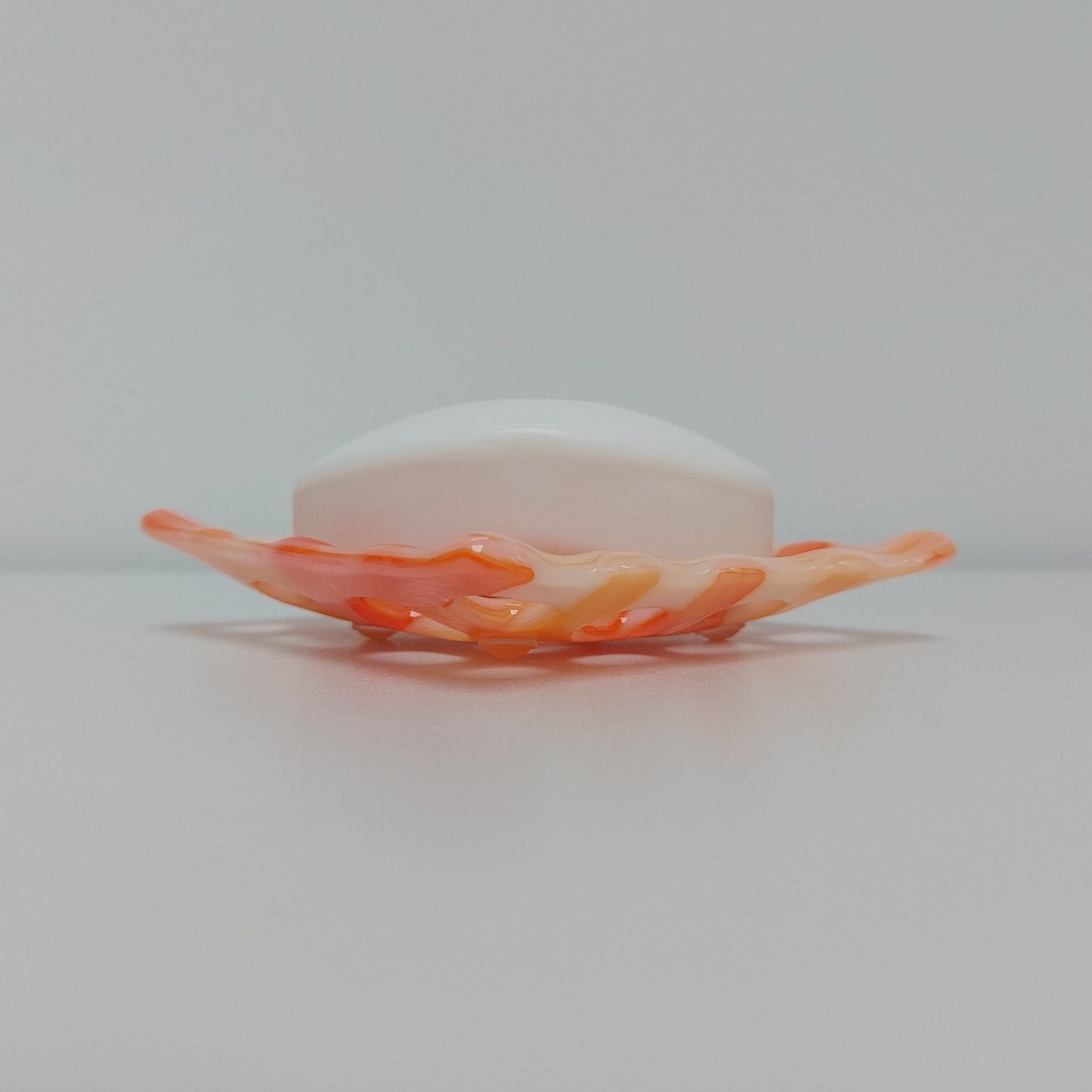 Organic Orange Glass Soap Dish with Holes