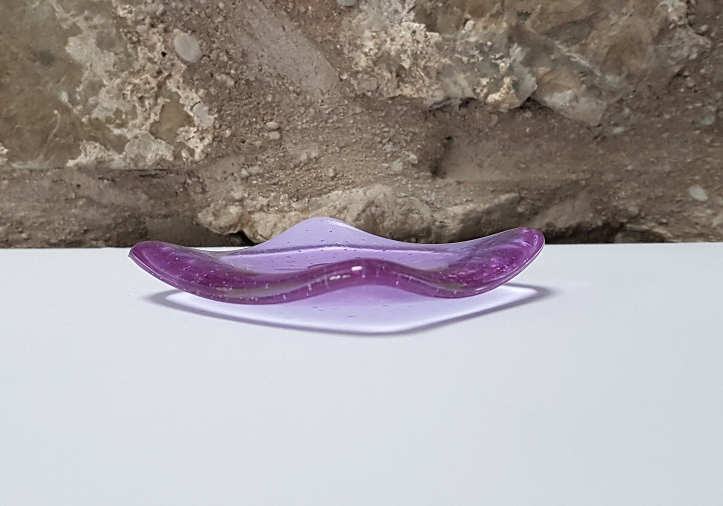 Lilac Glass Heart Ring Dish, Love in the Lakes Light Purple Fused Glass Trinket Dish, Small Bedside Table Earring Bowl, Lilac Bedroom Décor