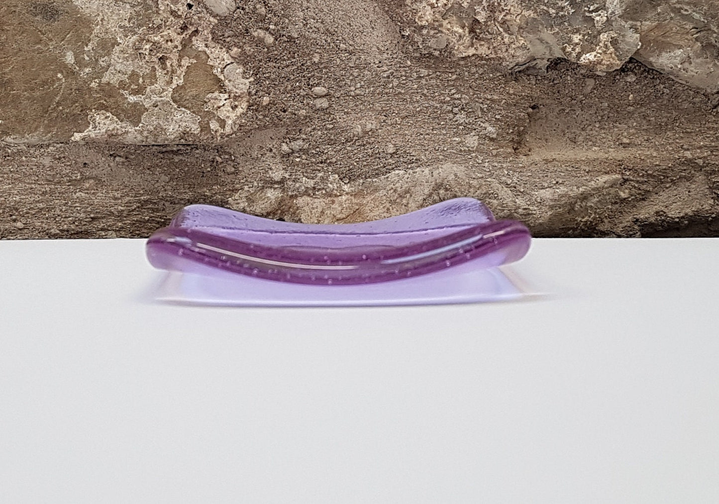Lilac Glass Heart Ring Dish, Love in the Lakes Light Purple Fused Glass Trinket Dish, Small Bedside Table Earring Bowl, Lilac Bedroom Décor