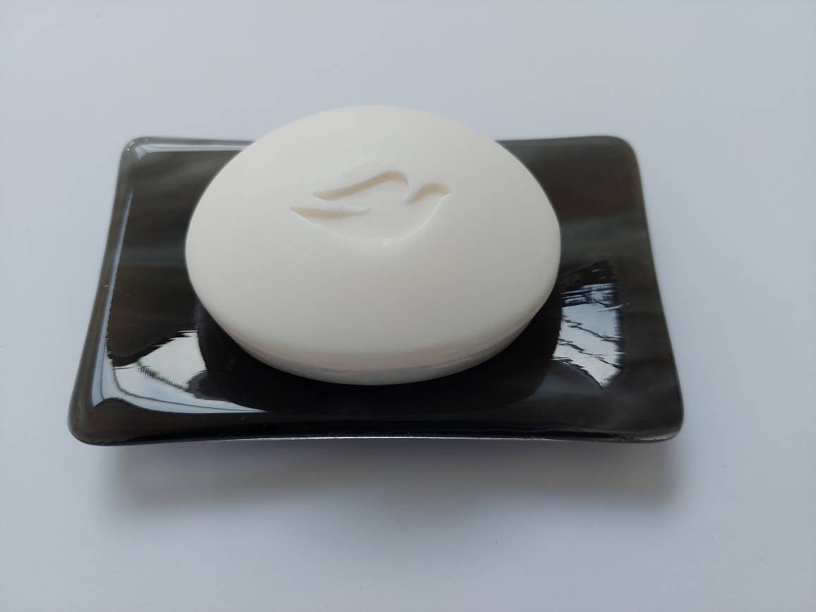 Stone Grey Glass Soap Dish Handcrafted in the Lake District