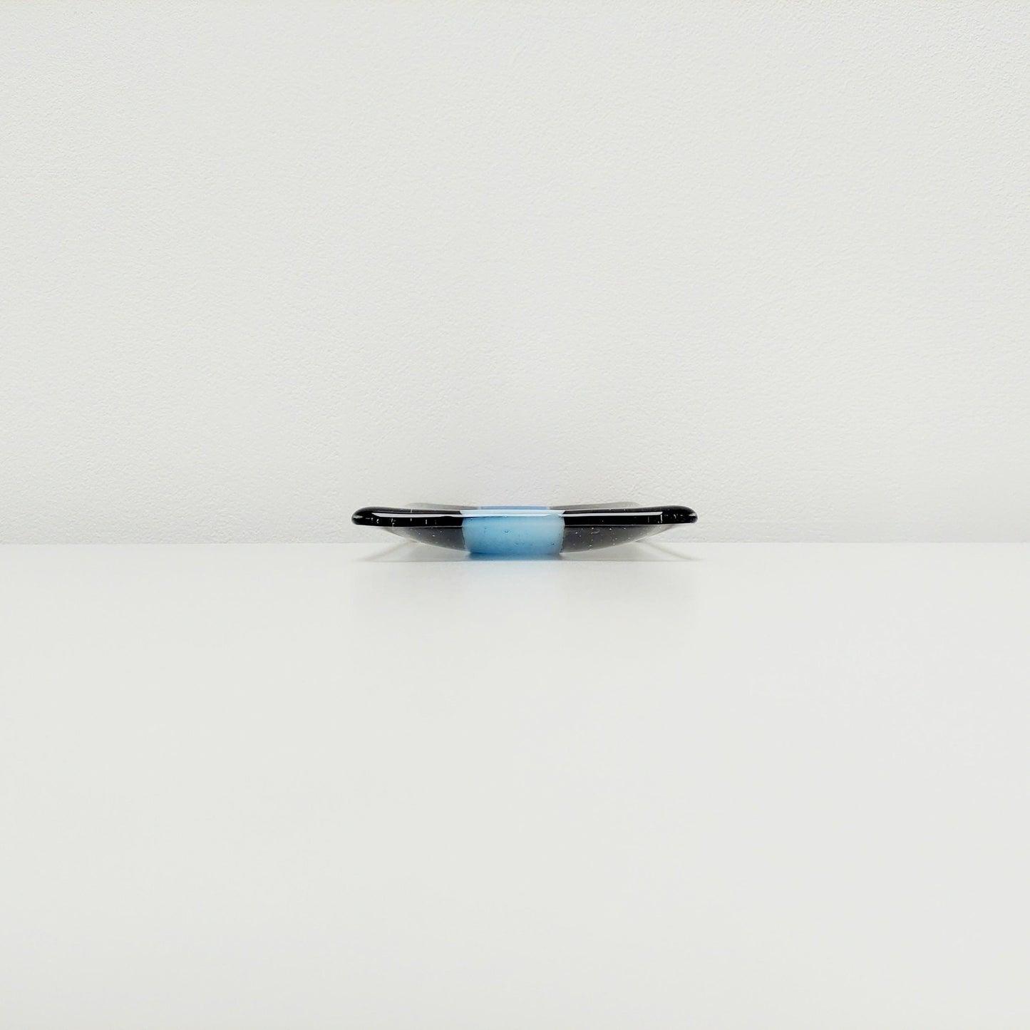 Stormy Waters Glass Art Dish, Handcrafted Silver Grey and Tranquil Blue Fused Glass Trinket Dish