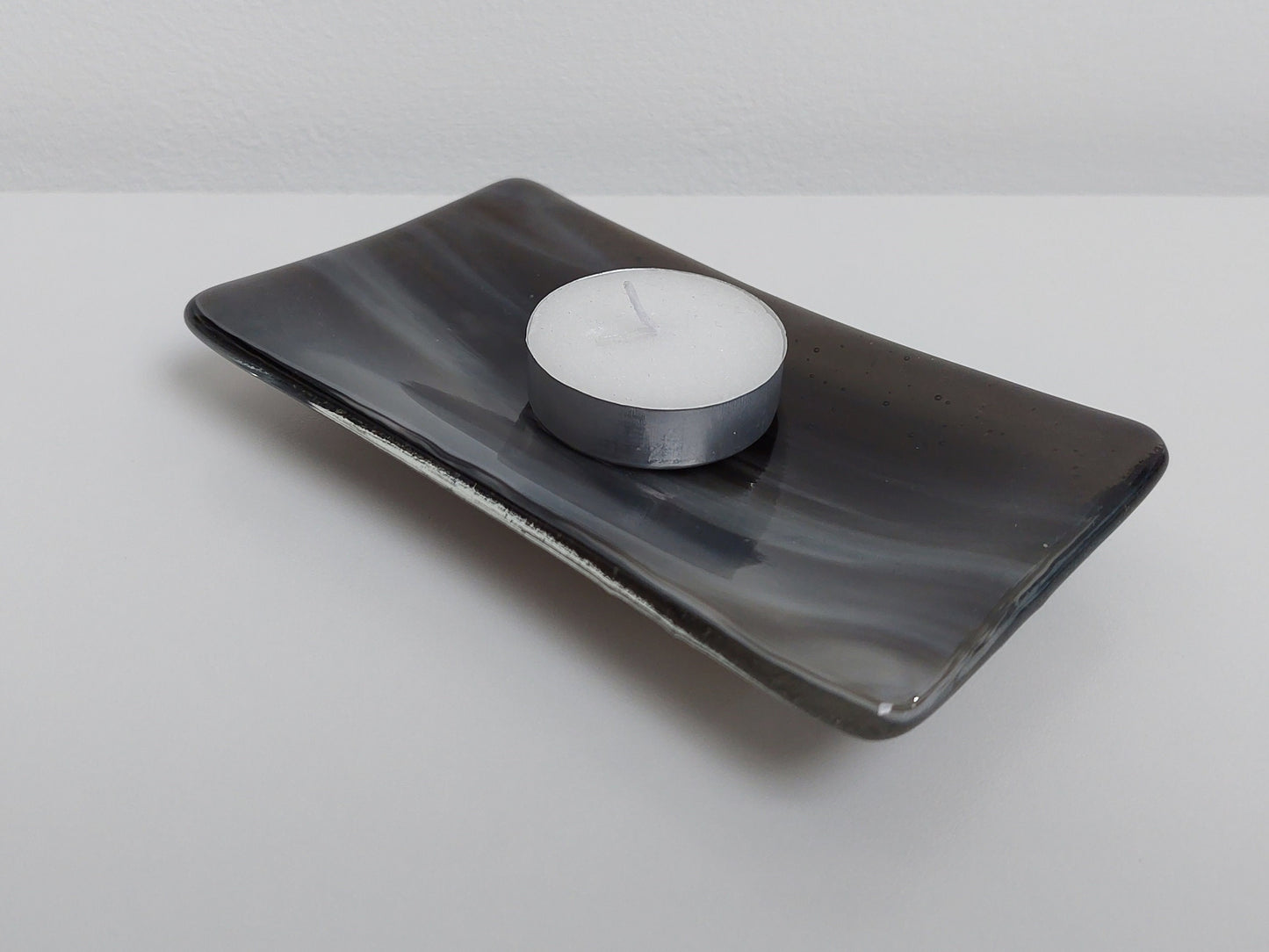 Stone Grey Glass Soap Dish Handcrafted in the Lake District