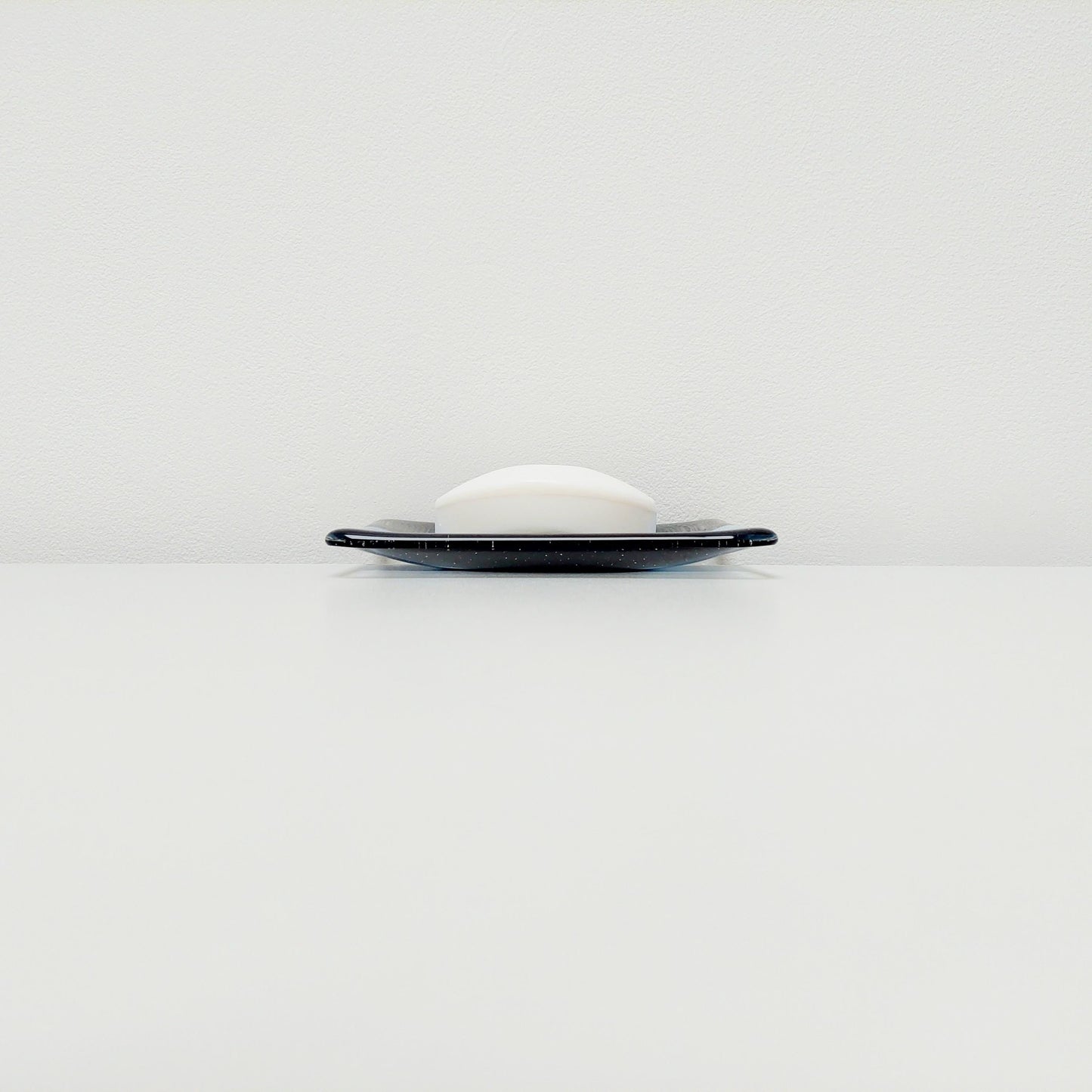 Stormy Waters Glass Art Dish, Handcrafted Silver Grey and Tranquil Blue Fused Glass Trinket Dish