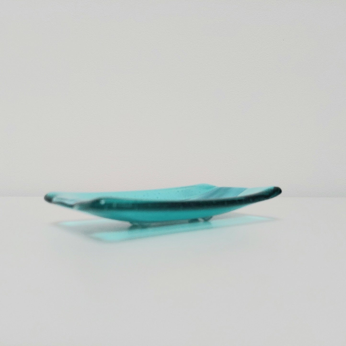 Aqua and Teal Glass Soap Dish Handcrafted in the Lake District