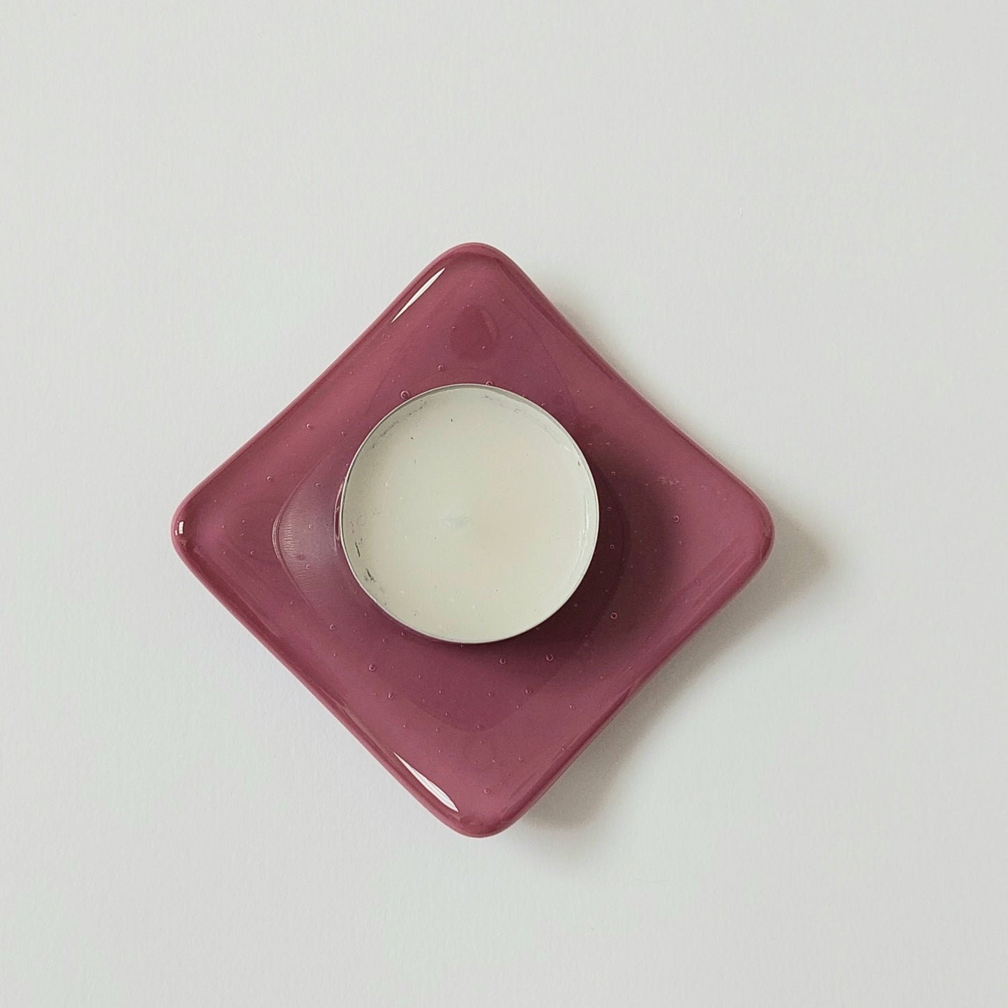 Pink Glass Heart Ring Dish, Small Handmade Fused Glass Trinket Dish with a Copper Heart, Artisansal Bedside Table Dish, Pink Bedroom Décor