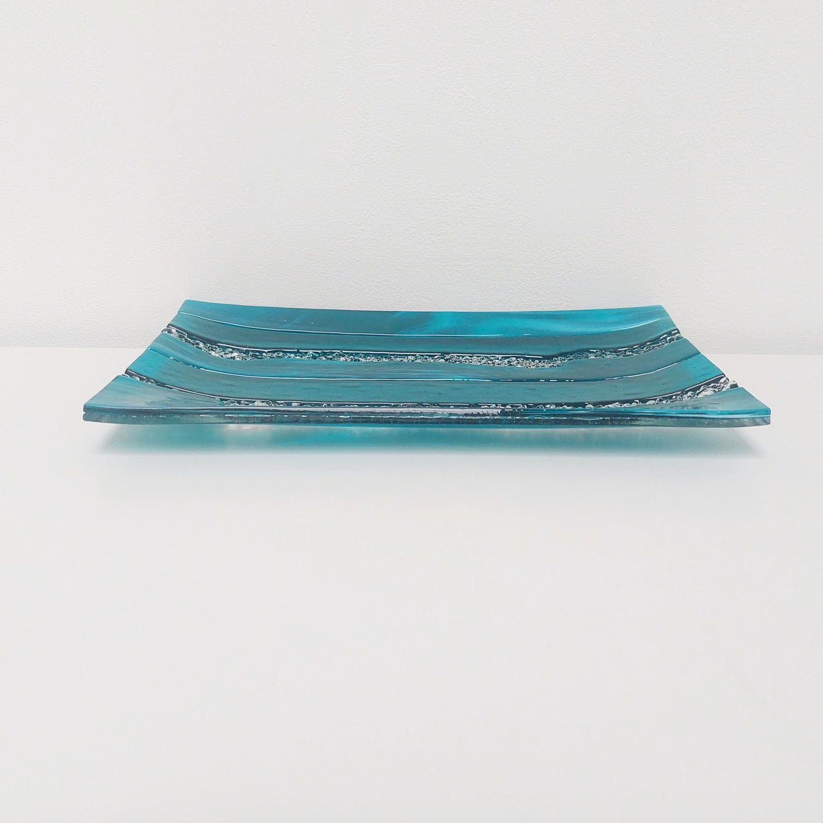 Decorative Teal Glass Art Tray HANDCRAFTED TO ORDER