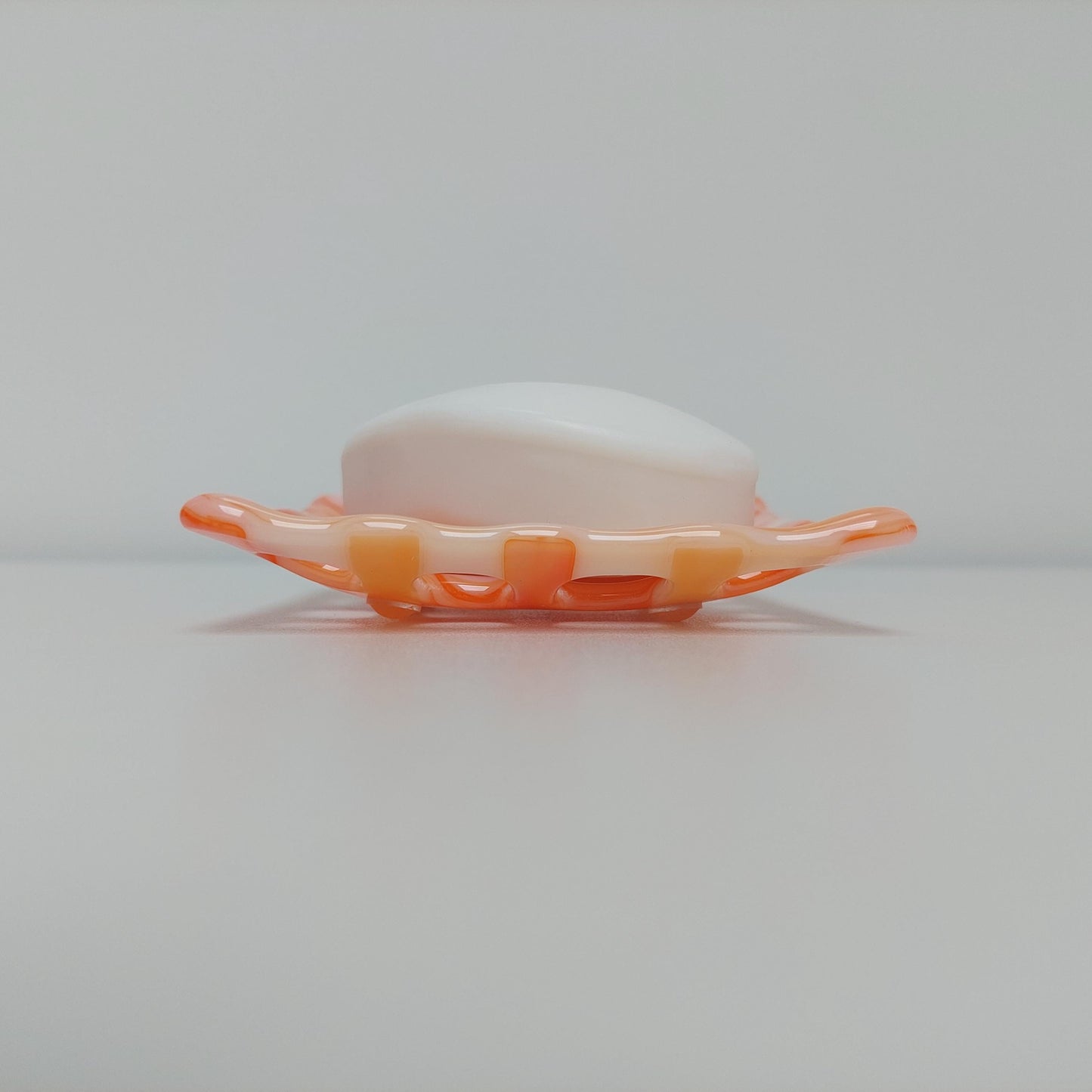 Organic Orange Glass Soap Dish with Holes
