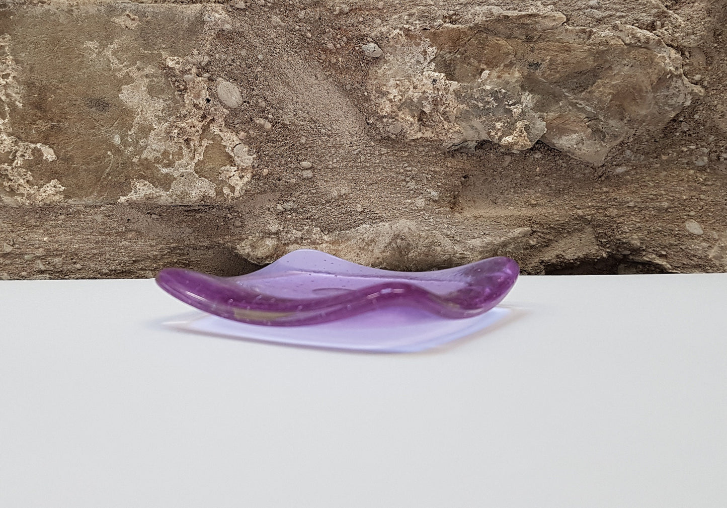 Lilac Glass Heart Ring Dish, Love in the Lakes Light Purple Fused Glass Trinket Dish, Small Bedside Table Earring Bowl, Lilac Bedroom Décor