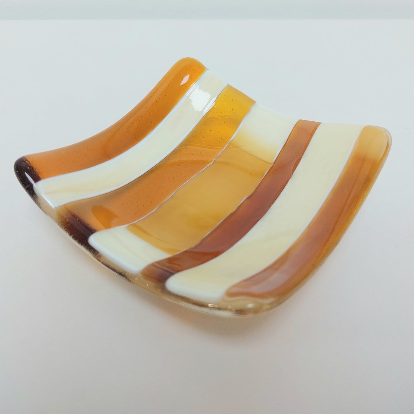Amber Glass Art Trinket Dish