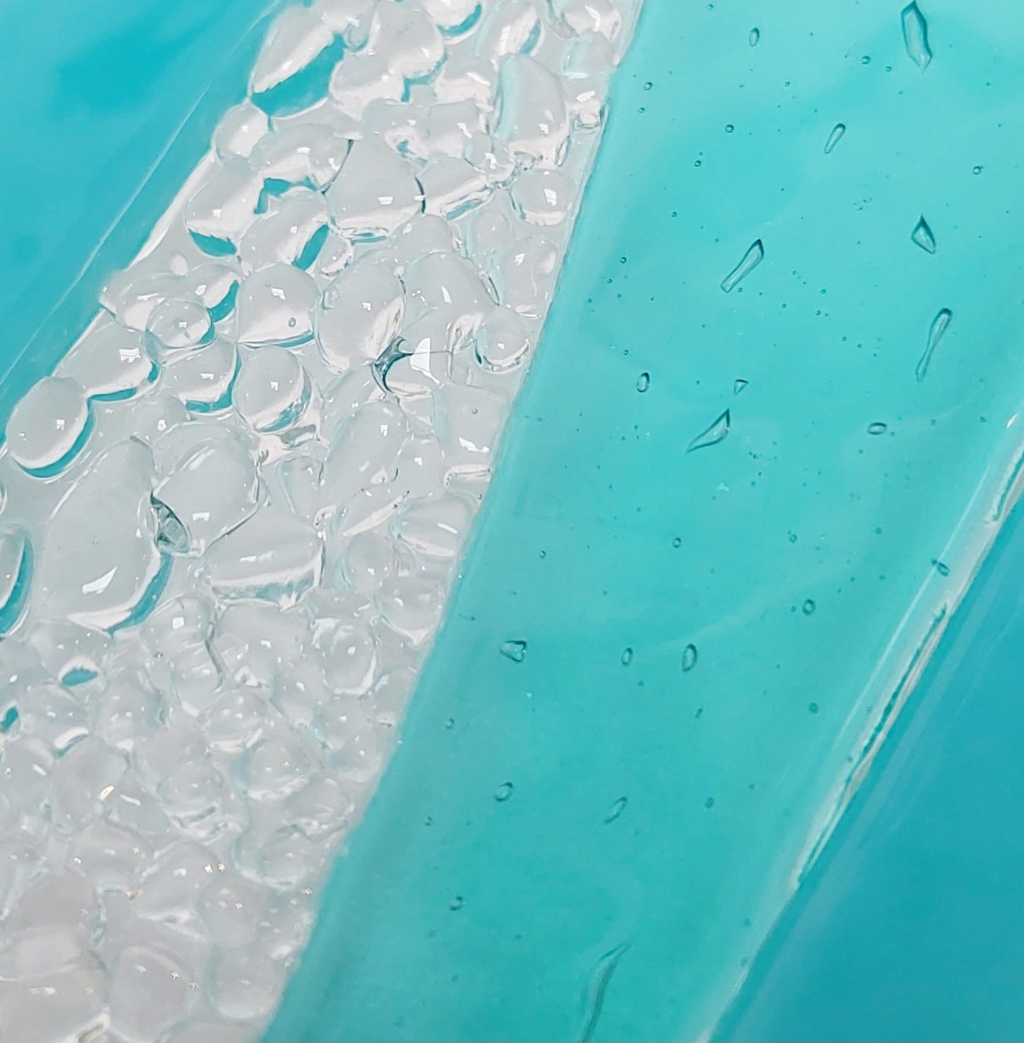 Aqua & Turquoise Glass Art Wave Ornament