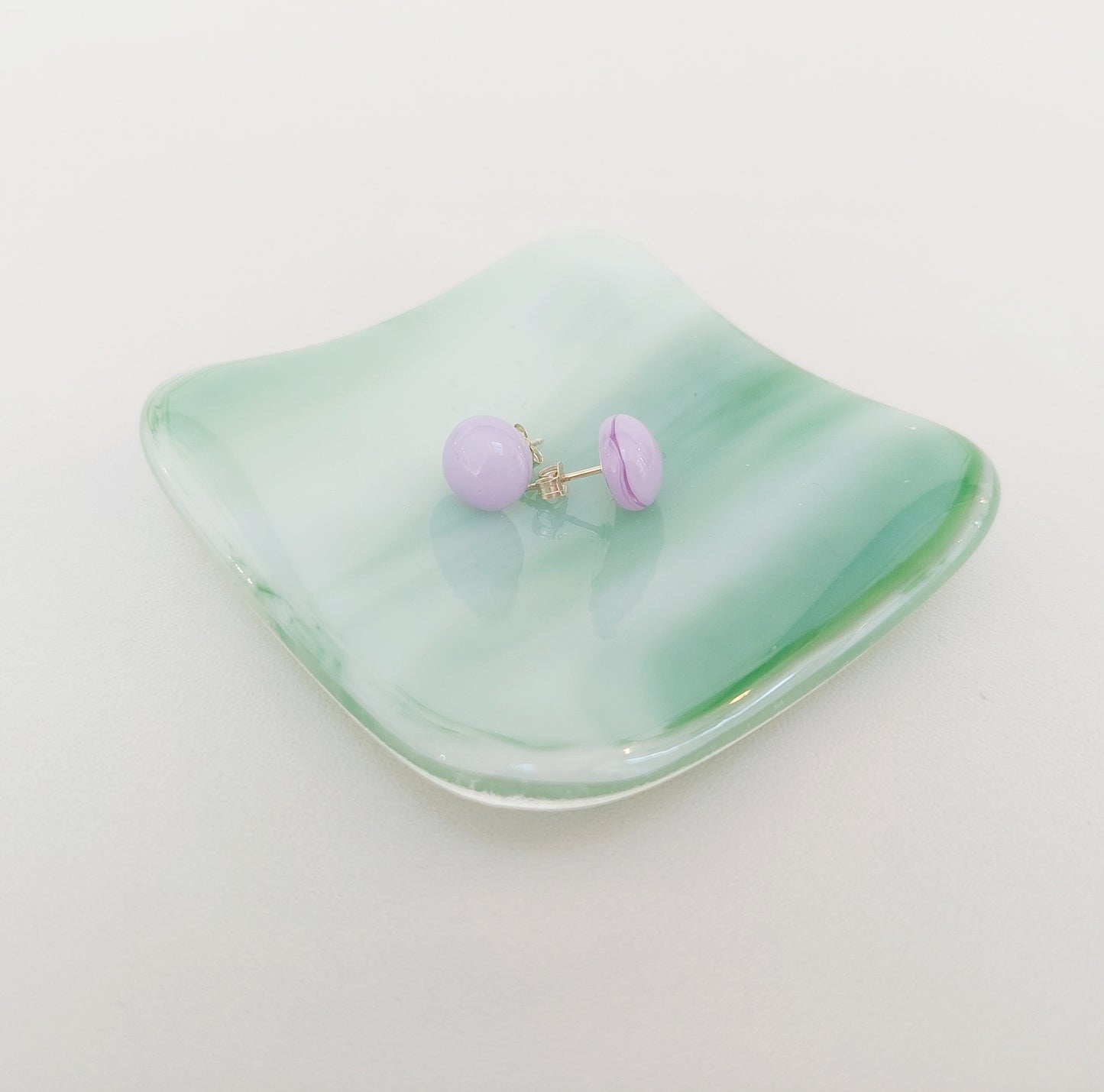 Prelude to Spring Ring Bowl, Small Light Green Glass Art Trinket Dish