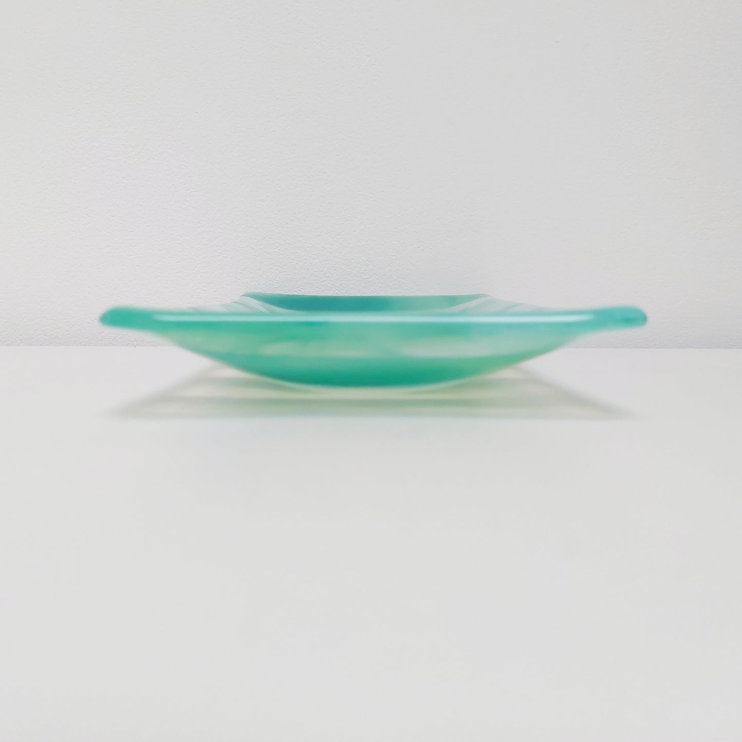 Rydal Water Glass Art Plate, Handcrafted Green Opaline Platter