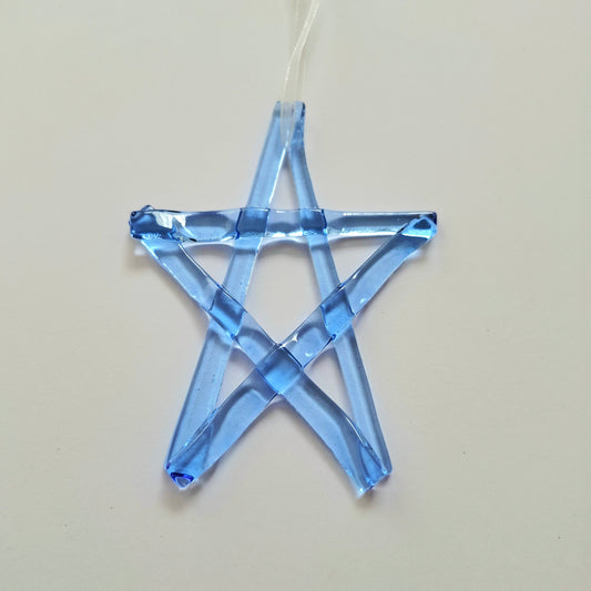 Handnade Pale Blue Glass Star | Christmas Tree Ornament