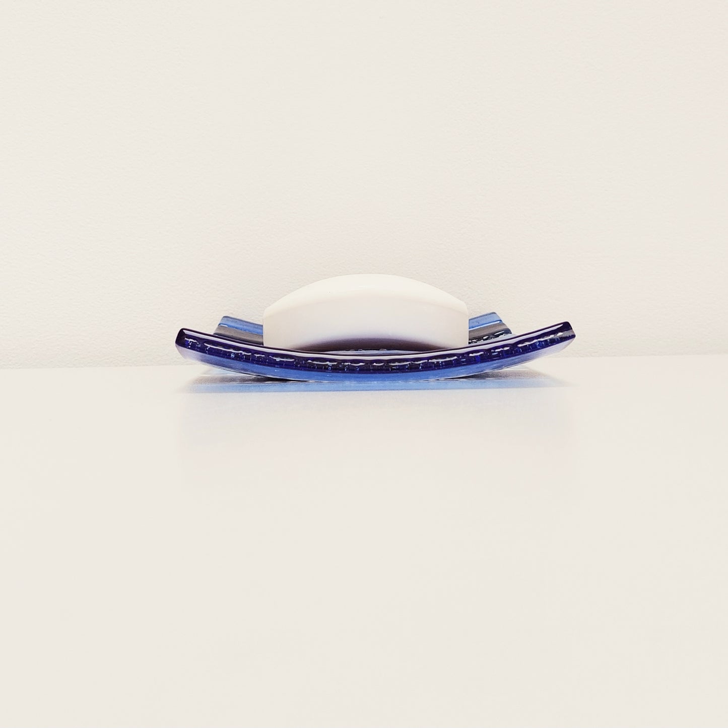 Ulllswater Textured Blue Glass Plate, Small Handmade Decorative Tray