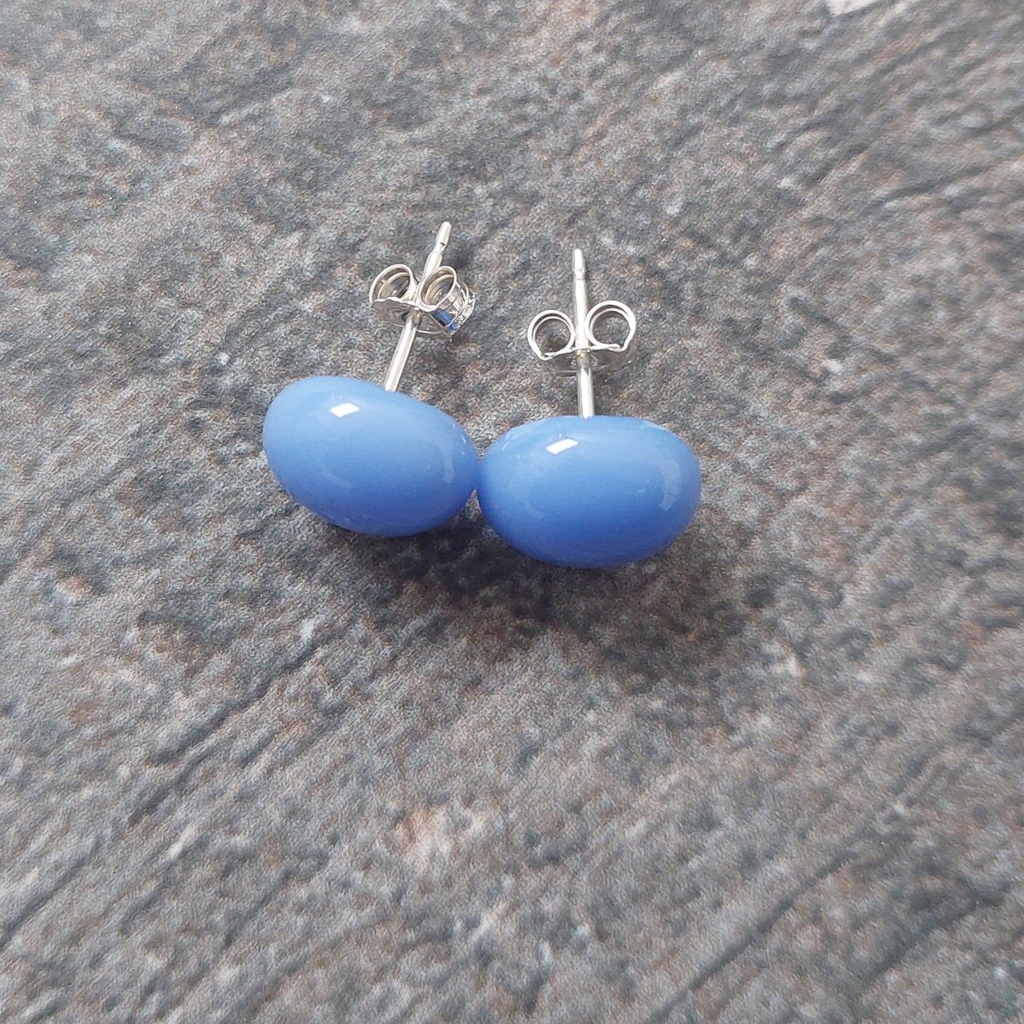 Periwinkle Glass Stud Earrings with Sterling Silver Posts
