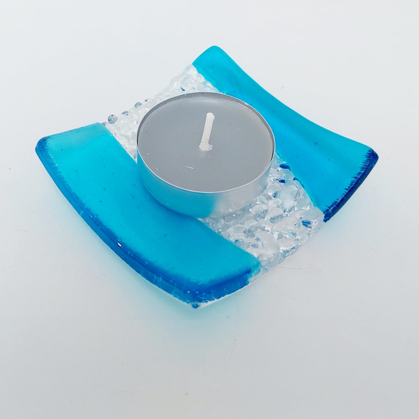 Textured Turquoise Glass Art Ring Bowl