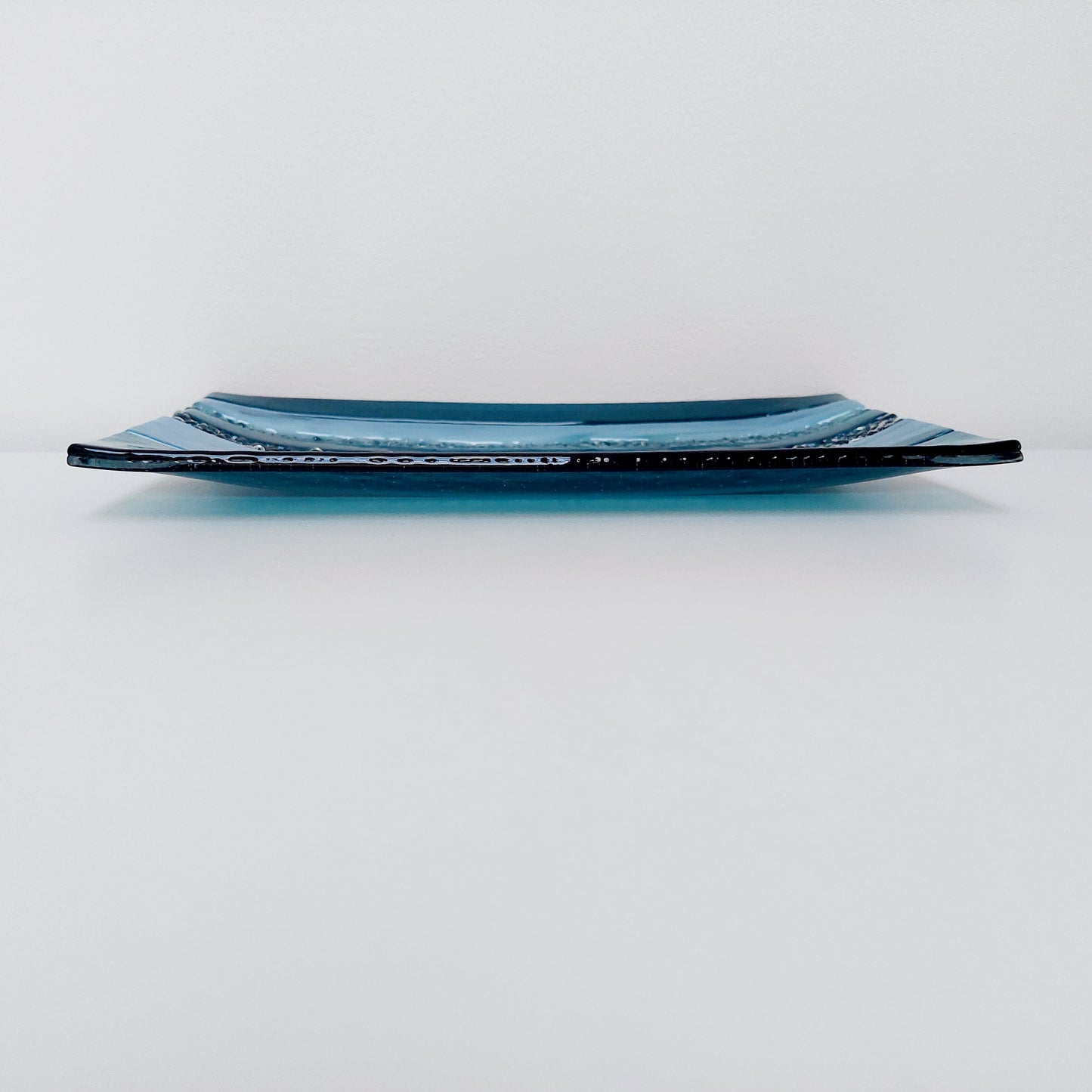 Sea Blue Textured Glass Plate, Coffee Table Centerpiece, Derwent Water Inspired