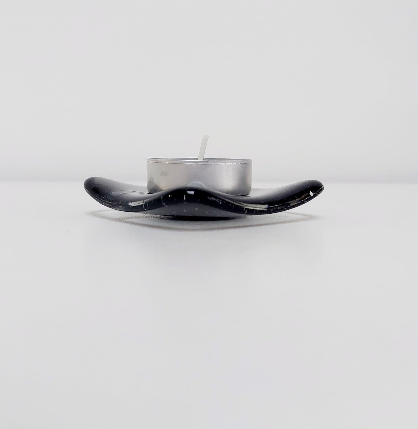 Artisan Grey Glass Ring Bowl, Small Handmade Trinket Dish