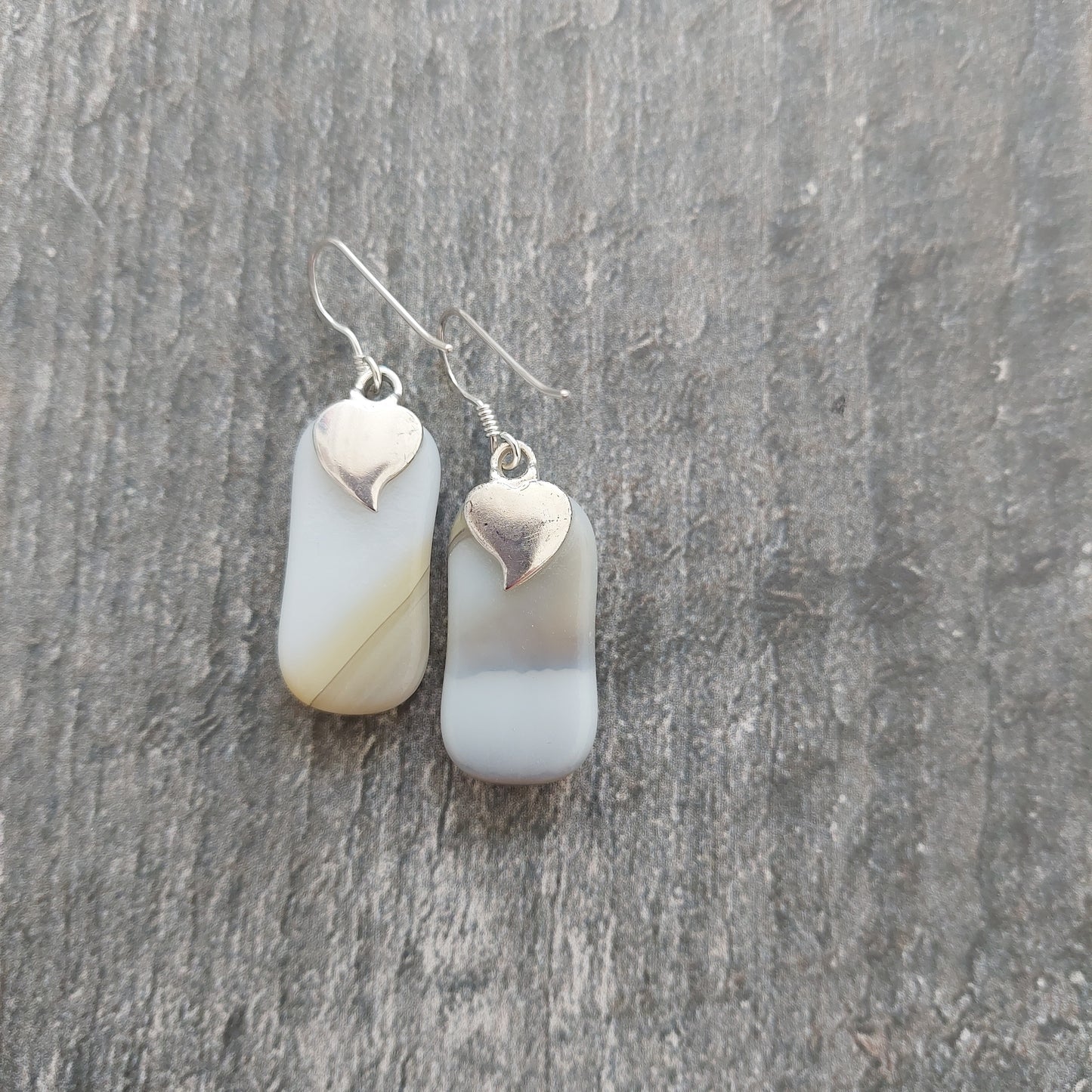 Artisan White, Brown & Amber Glass Earrings