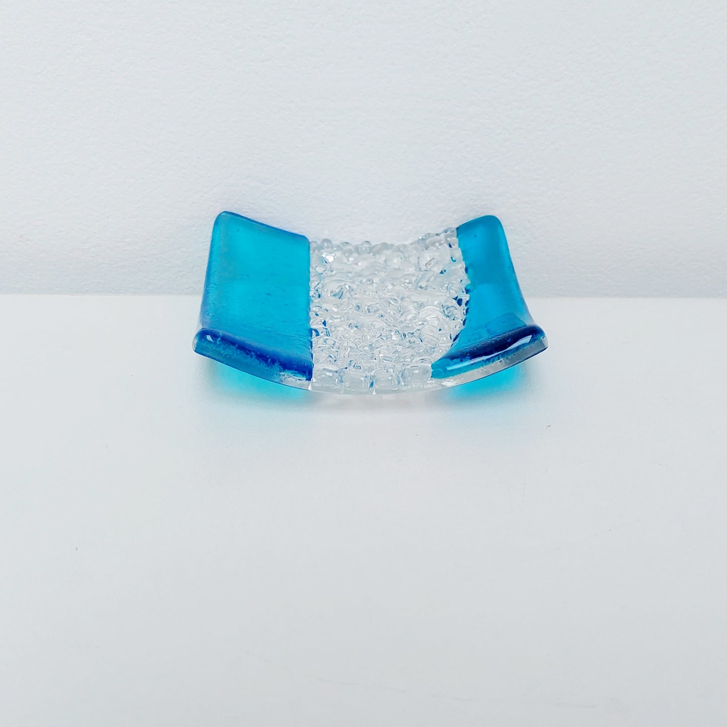 Textured Turquoise Glass Art Ring Bowl