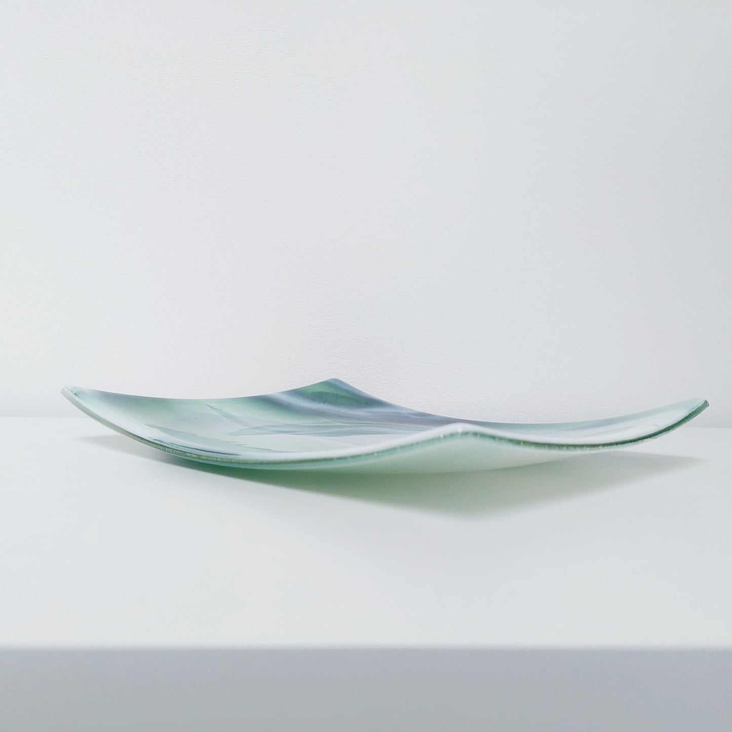Large Green Glass Art Plate, Table Centrepiece