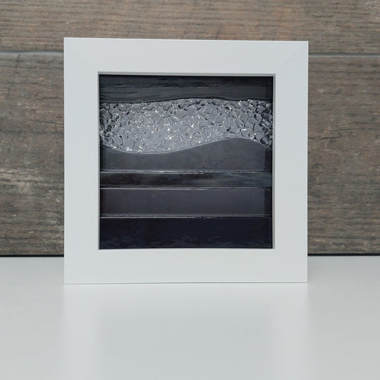 Grey Fused Glass Art Picture, Framed Lake District Landscape