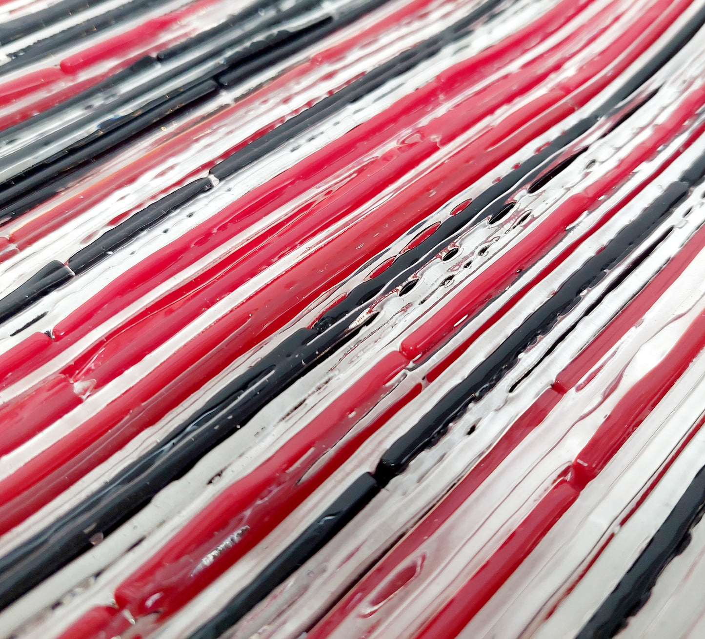 Red and Black Textured Glass Plate