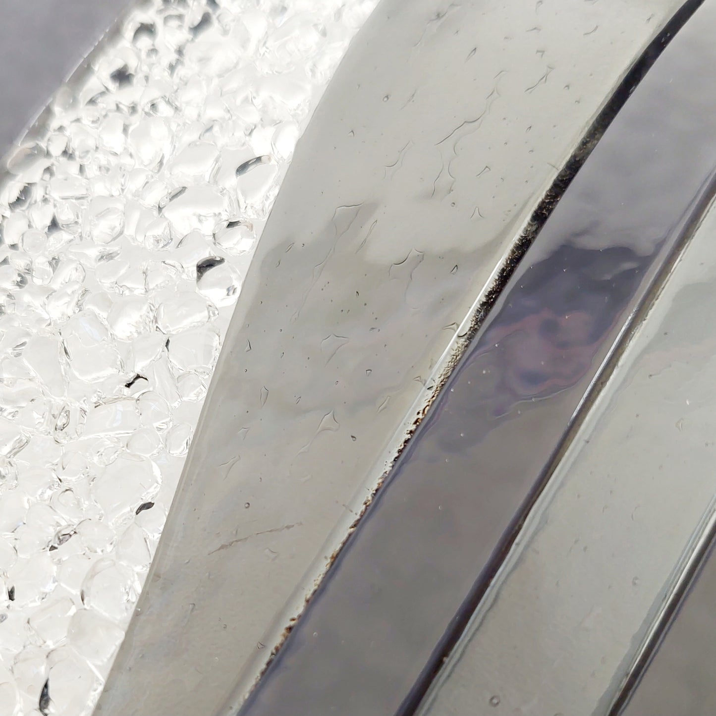 Contemporary Grey Glass Wave Sculpture, Monochrome Decor