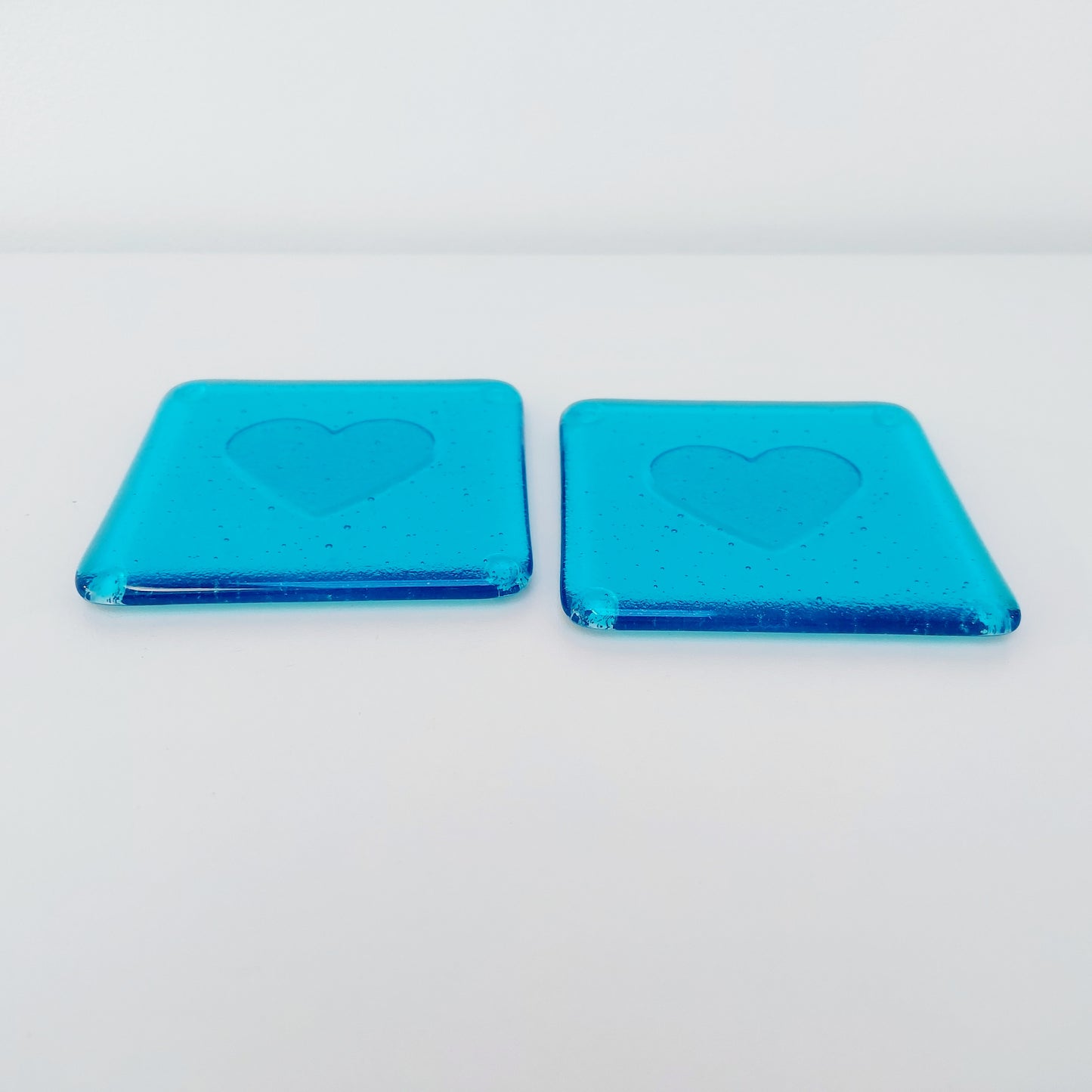 Turquoise Glass Heart Coaster