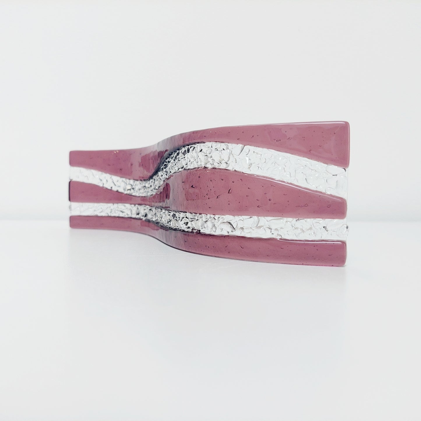 Plum Glass Art Wave, Contemporary Handmade Ornament