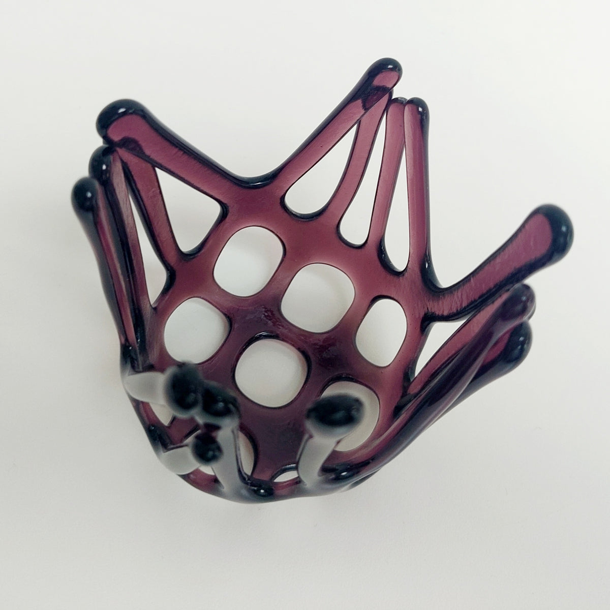 Handcrafted Plum Glass Candle Holder | Asymmetrical Art Sculpture